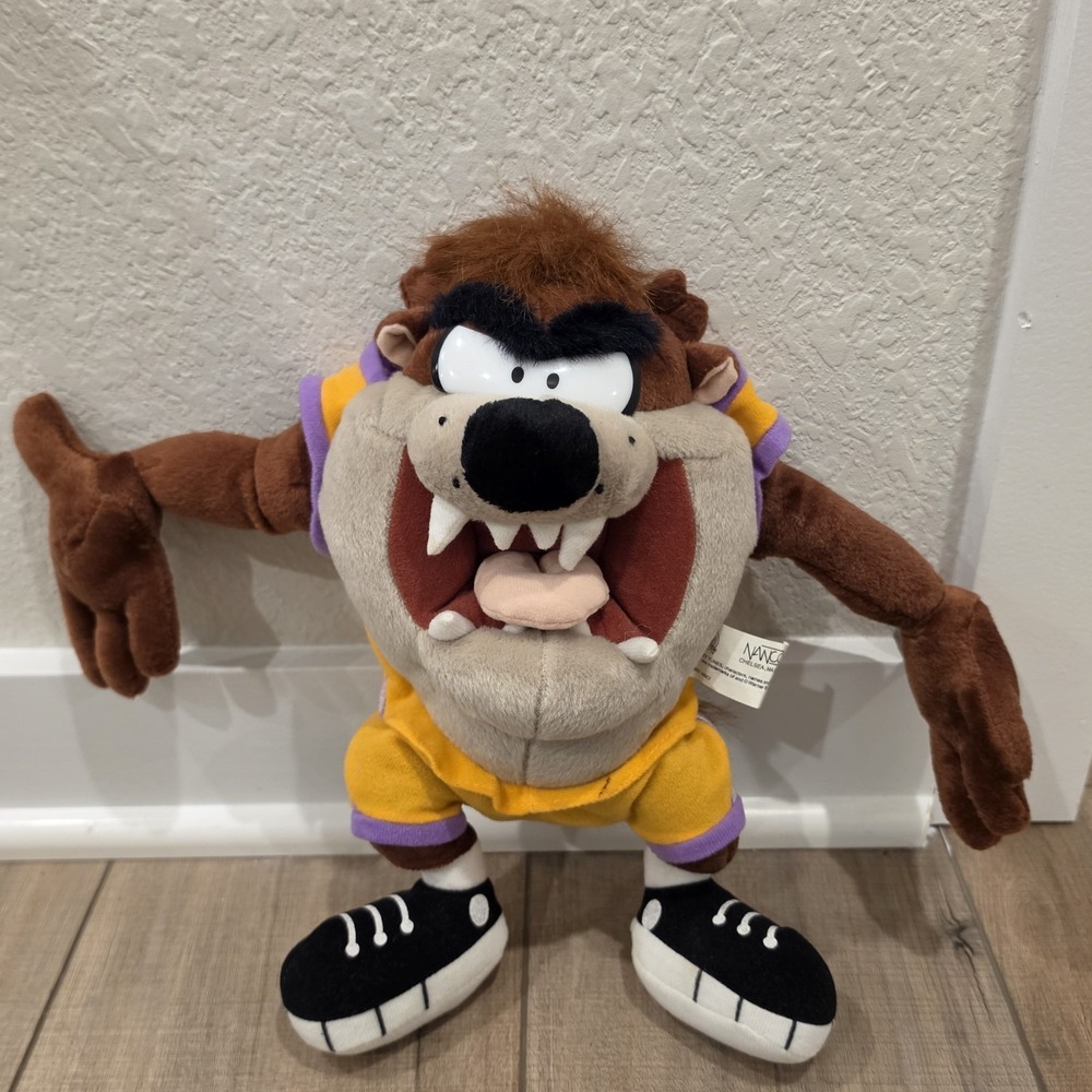 Rare 2001 Looney Tunes Nanco Warner Bros 12" Basketball Bad Boy Taz Stuffed